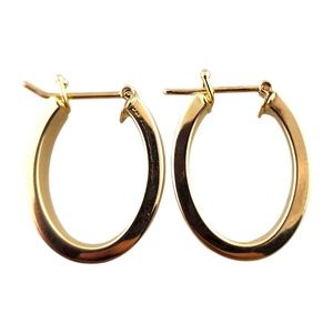 14 Karat Yellow Gold Oval Hoop Earrings #18502